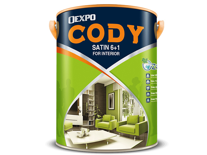 Sơn nước nội thất bóng Oexpo cody satin 6+1 for interia 4,375L